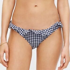 NEW J. Crew Bikini Bottom L Ruffle Gingham Crepé